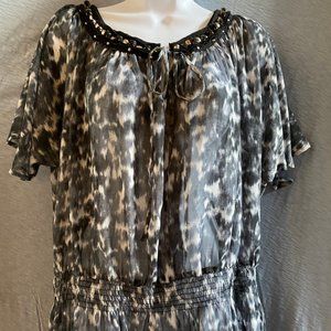 Michael Kors, animal print sheer top, Sz XL